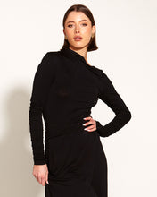 Load image into Gallery viewer, Sweet Soul Asymetric Cowl Neckline Bodycon Bodysuit / Black // Fate + Becker
