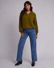Load image into Gallery viewer, Dahlia 1/4 Zip Knit / Olive // All About Eve
