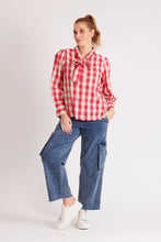 Load image into Gallery viewer, Tie Neck Blouse / Pink Check
