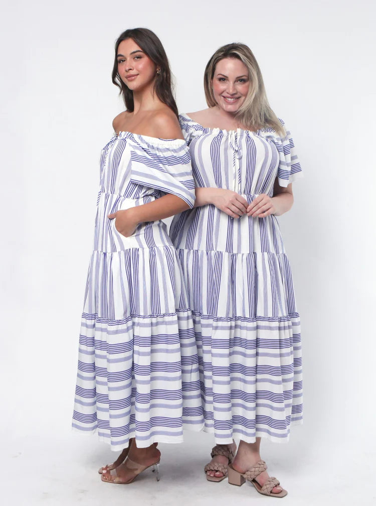 Diva Maxi Dress / Stripe Blue