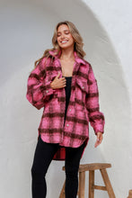 Load image into Gallery viewer, Izzy Shacket /  Pink &amp; Choc Check
